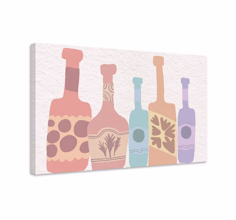 Ornamental canvas print colorful bottle shadows - TenStickers