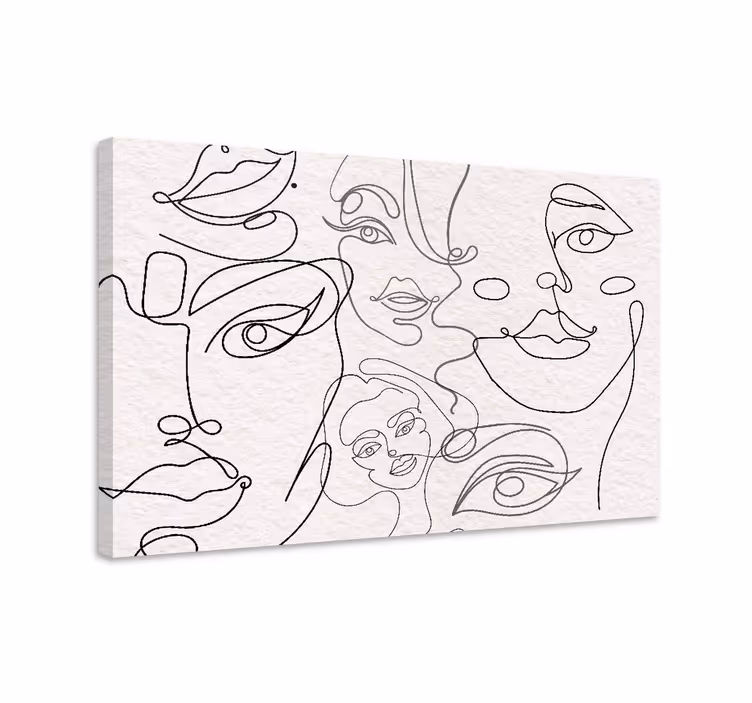 People canvas continuous line faces artwork - TenStickers