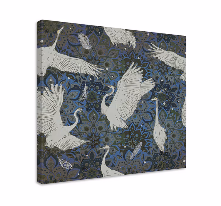Fish canvas graceful cranes dance - TenStickers