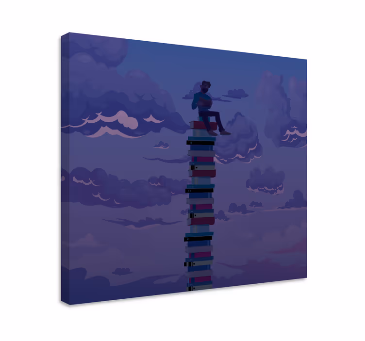 Book tower illustration canvas - TenStickers