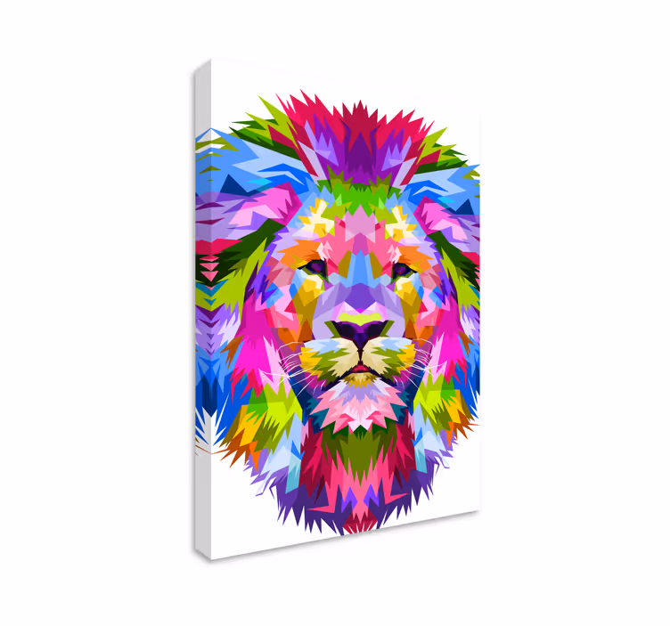 Lion Vivid Colors geometric canvas - TenStickers