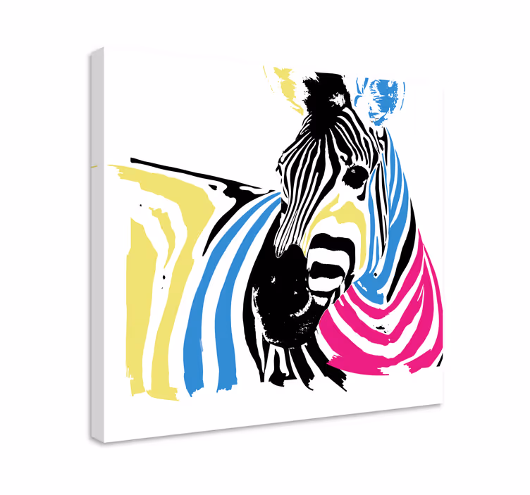 Colorful artistic style zebra modern canvas - TenStickers