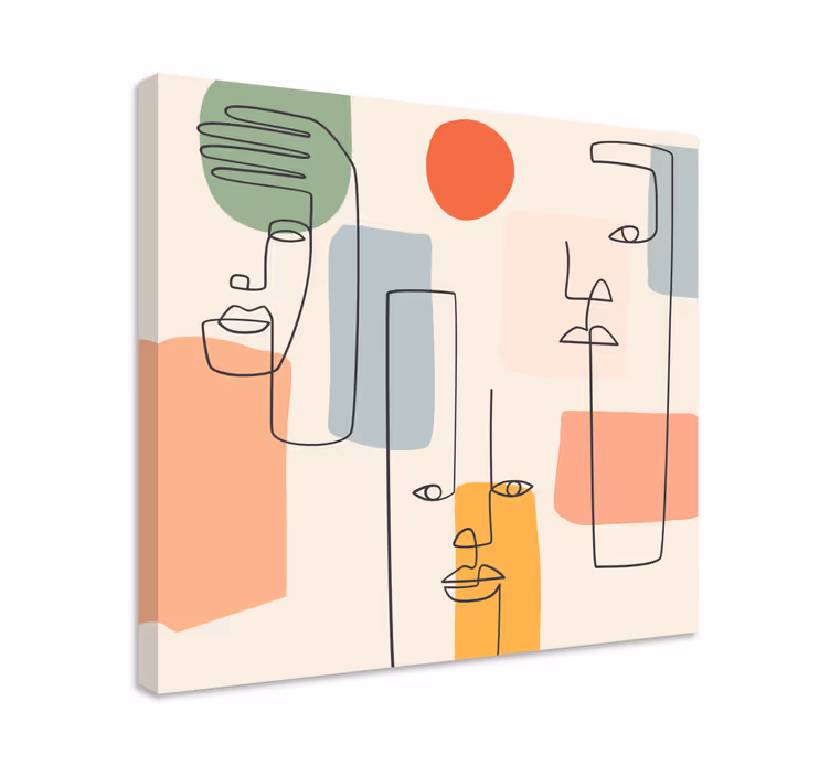 Minimalistic wall art faces living room canvas - TenStickers