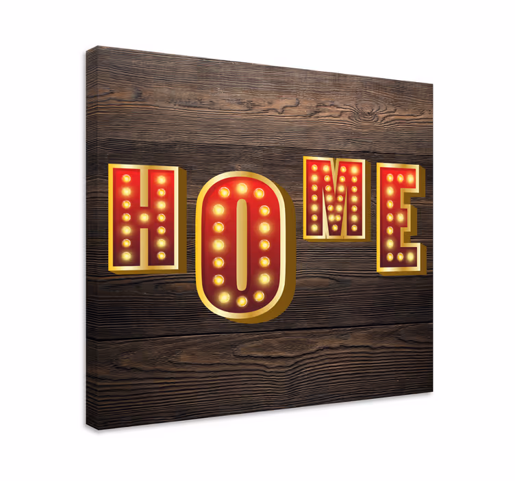 "Home" neon text quote canvas - TenStickers