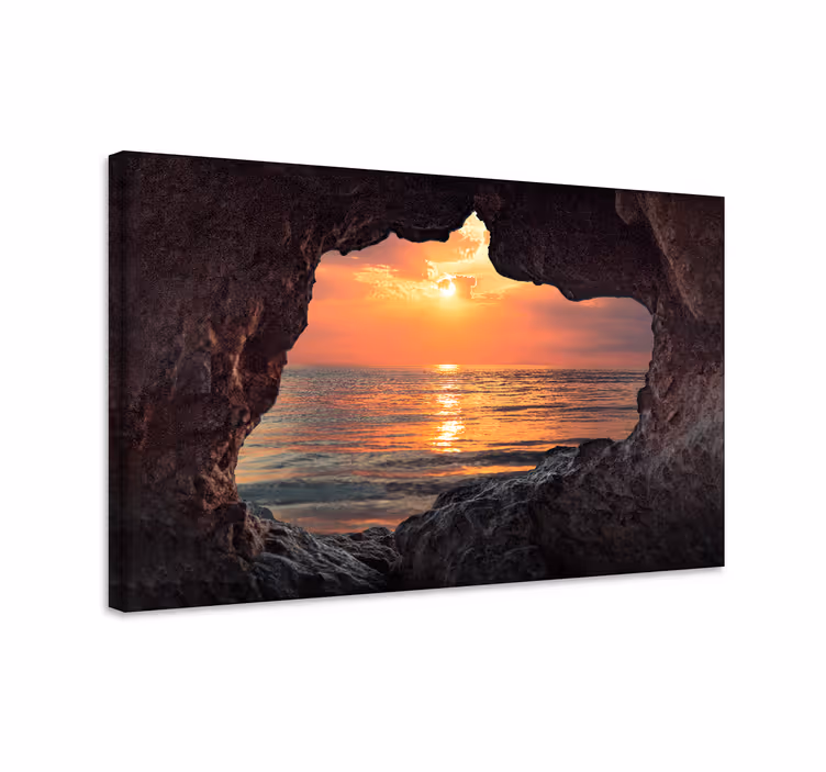 Landscape canvas sunset through rock - TenStickers