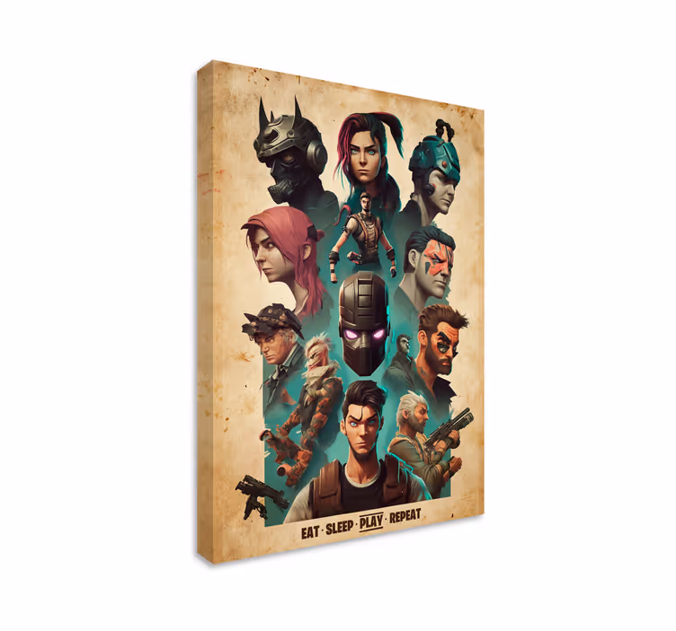 collage of epic characters gamer wall print - TenStickers
