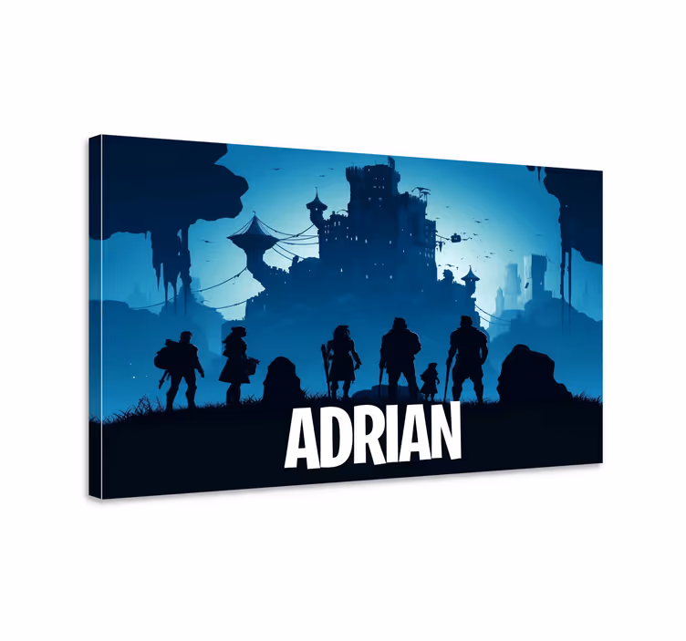 Blue epic castle gamer wall print - TenStickers