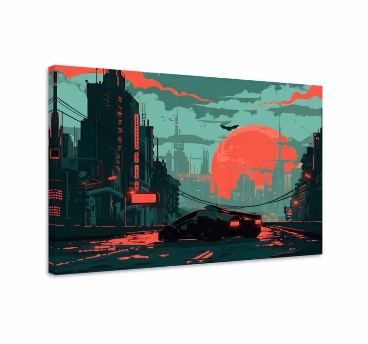 cyber city gamer wall print - TenStickers