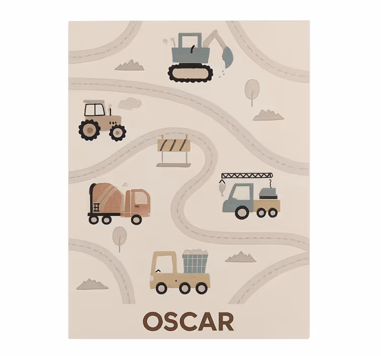 Custom beige construction vinyl rug - TenStickers