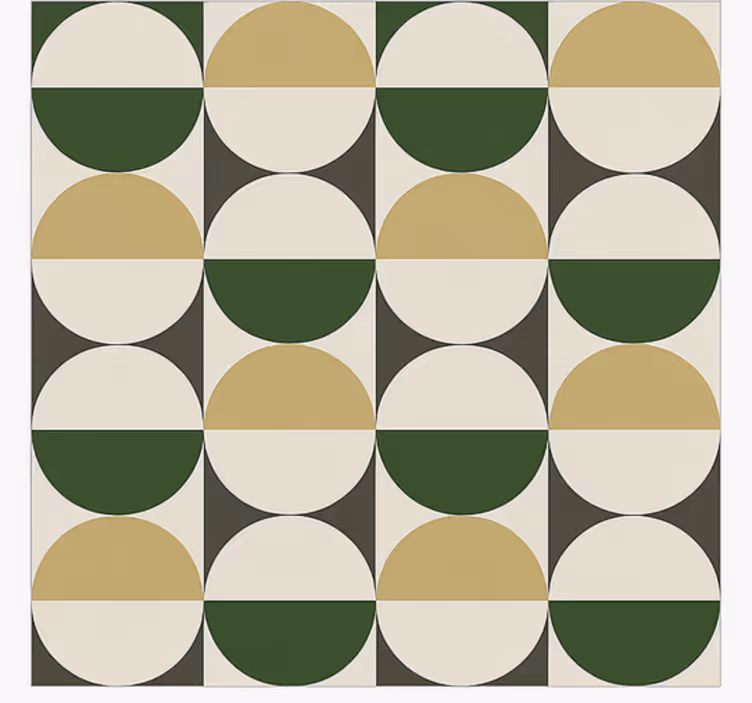 Mid-Century Circular Pattern dining room vinyl rug - TenStickers