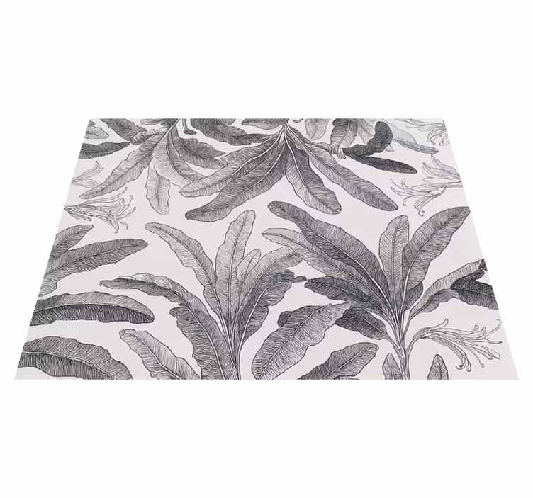 Kitchen vinyl rug graceful grey palms - TenStickers