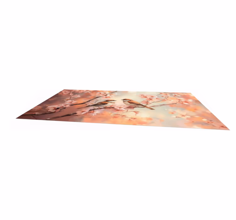 Living room vinyl rug with two birds on a branch - TenStickers