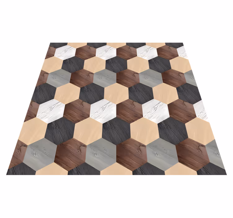 Kitchen vinyl rug mixed wood hexagons - TenStickers