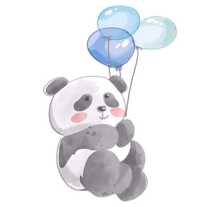 Animal vinyl rug of a baby holding three balloons - TenStickers