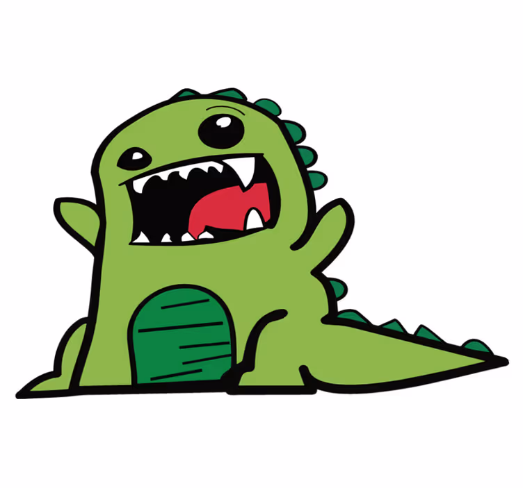Green dinosaur doodle scary animal vinyl rug - TenStickers
