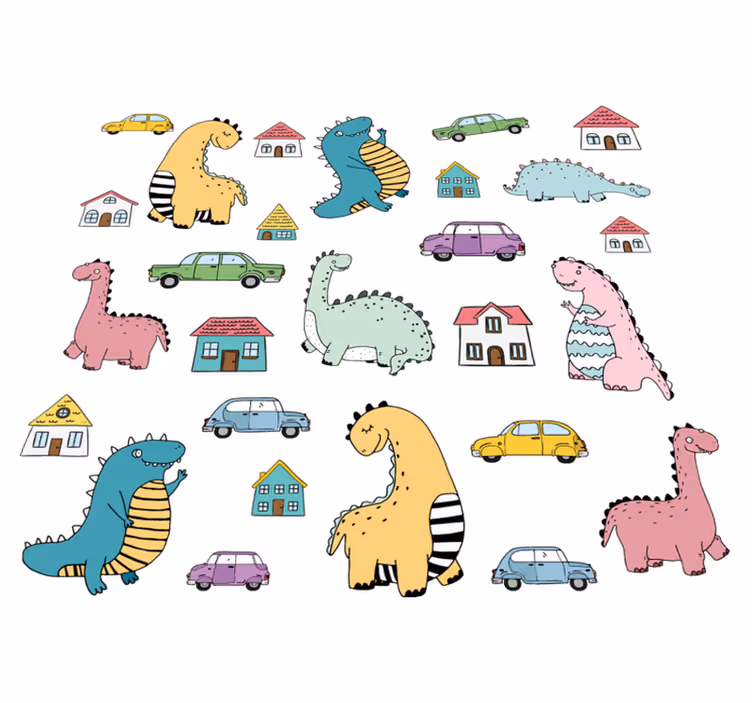 Animal vinyl rug nordic dinosaurs set - TenStickers