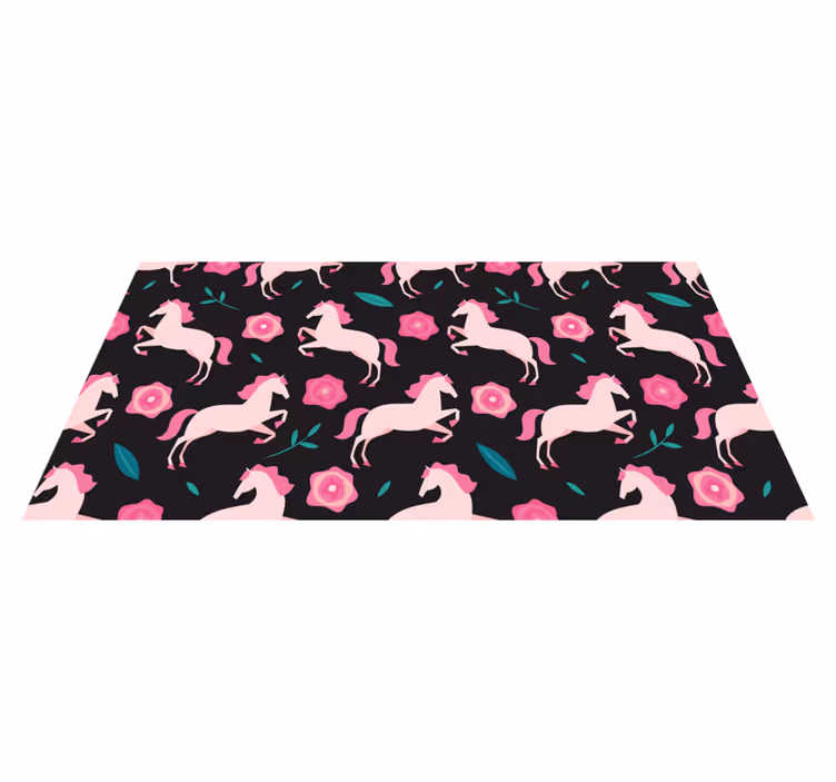 Animal vinyl rug featuring floral horse design - TenStickers