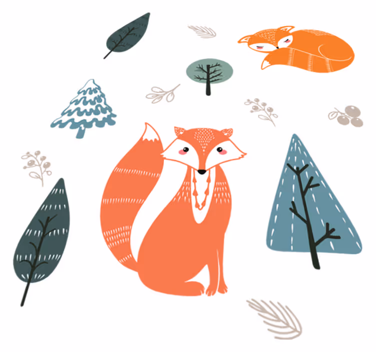 Animal vinyl rug with playful fox patterns - TenStickers