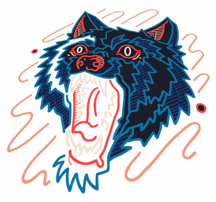 Howling wolf graphic animal vinyl rug - TenStickers
