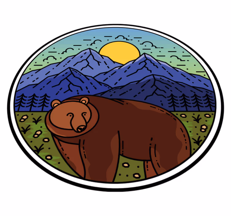 Animal vinyl rug bear in landscape - TenStickers