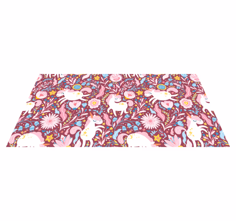 Animal vinyl rug with playful unicorns design - TenStickers