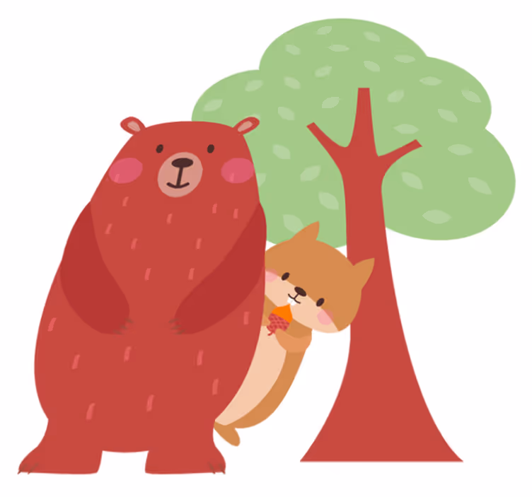 Playful bear companion animal vinyl rug - TenStickers