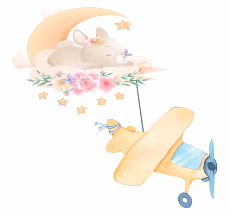 Animal vinyl rug with bunny sleeping on moon - TenStickers