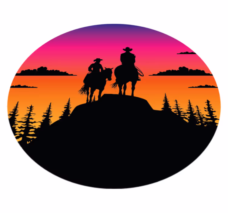 Animal vinyl rug mountains wild west & horses - TenStickers