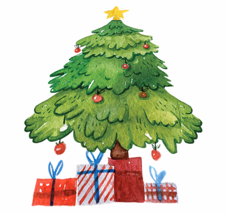 Christmas vinyl rug tree with presents - TenStickers
