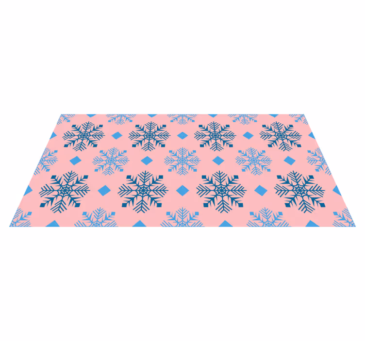 Christmas vinyl rug with pink and blue snowflakes - TenStickers