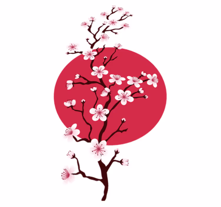 Flower vinyl rug cherry blossom branches design - TenStickers
