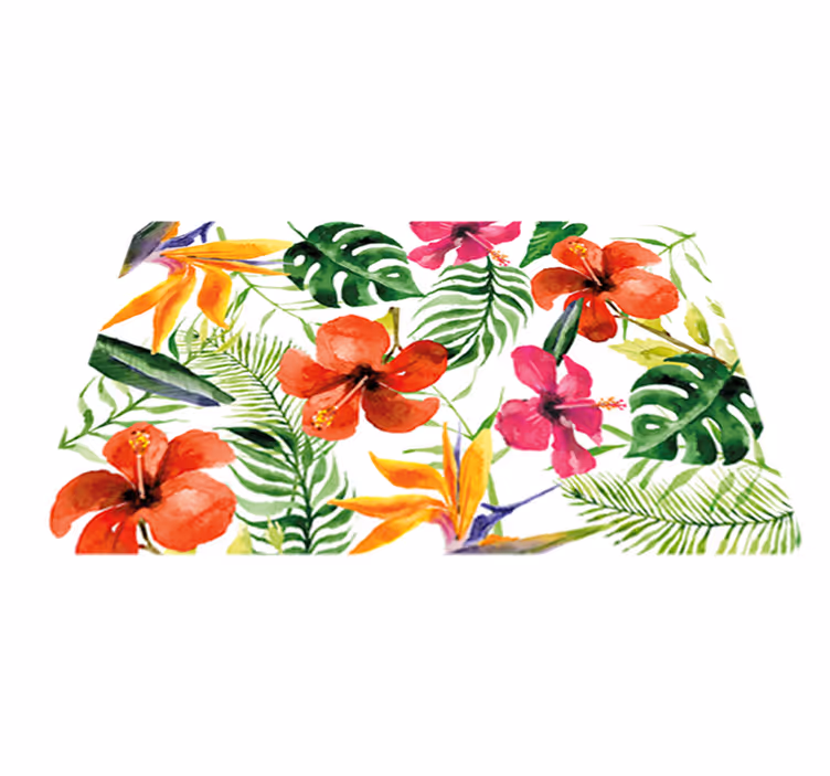 Colorful monstera flower vinyl rug - TenStickers