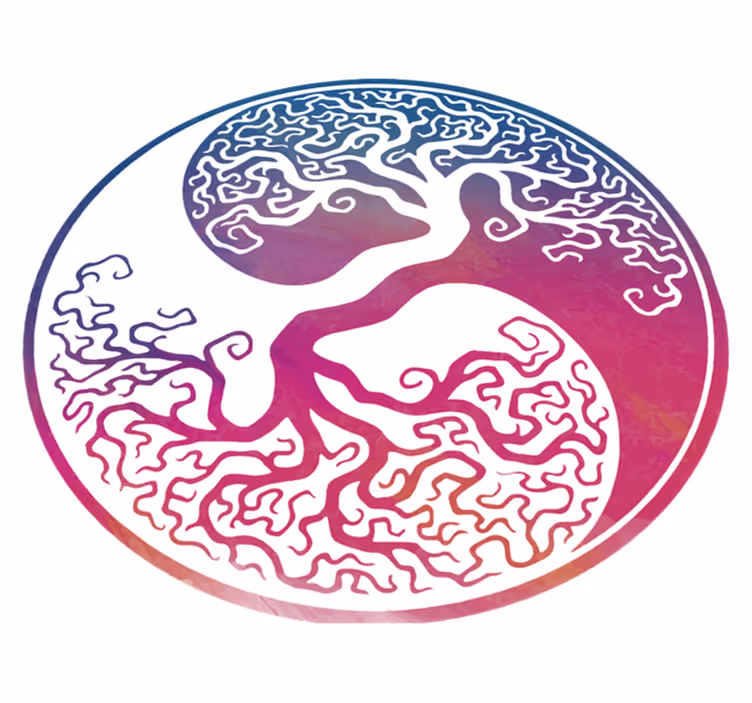Flower vinyl rug yin yang tree of life - TenStickers