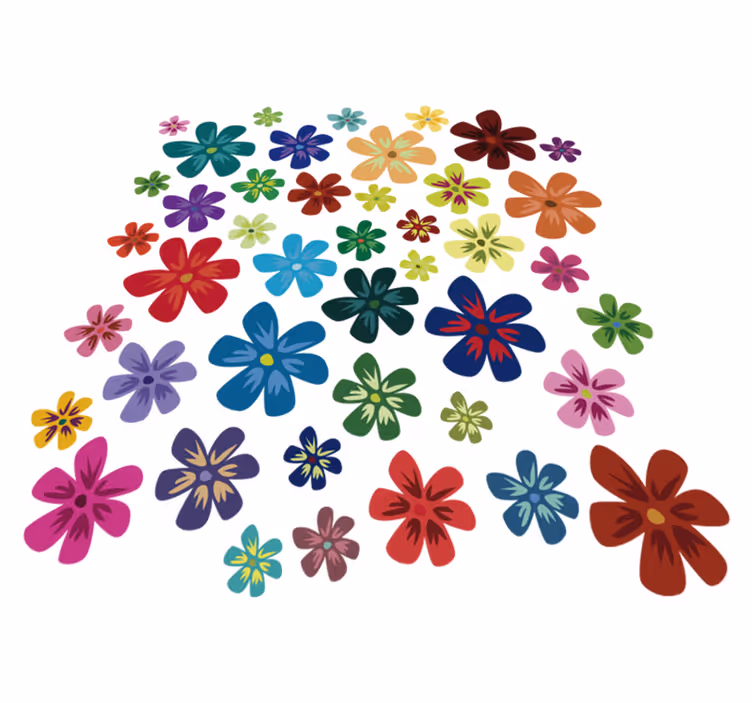 Flower vinyl rug colorful flower print - TenStickers