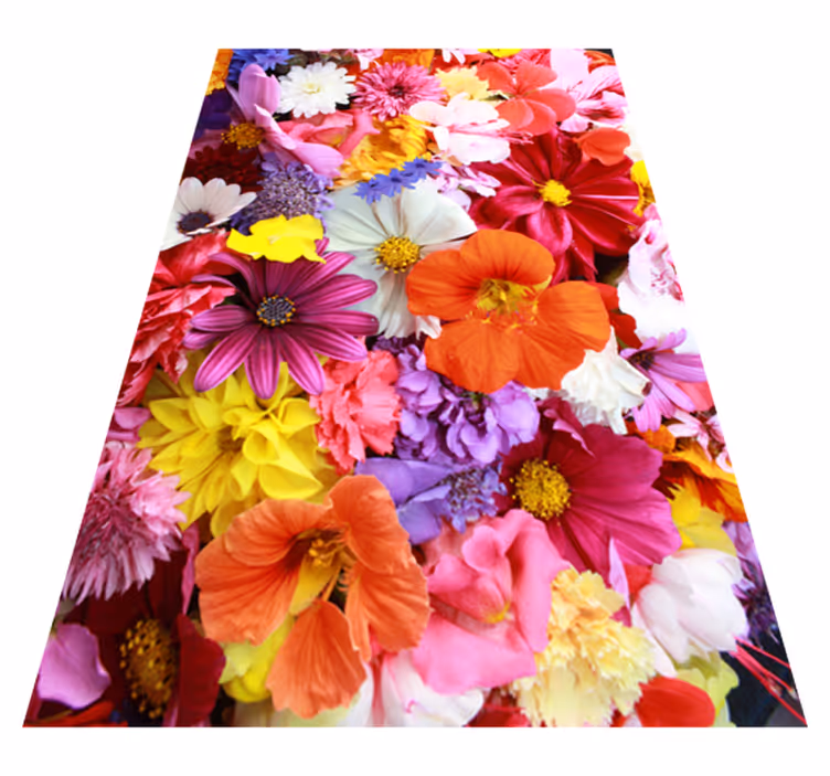 Flower vinyl rug abundant with colorful blooms - TenStickers