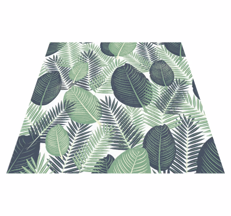 Green big plants flower vinyl rug - TenStickers
