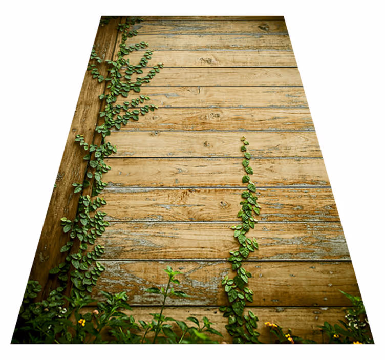 Flower vinyl rug vines on wood design - TenStickers