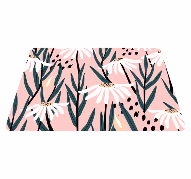 Flower vinyl rug daisies on pink background - TenStickers