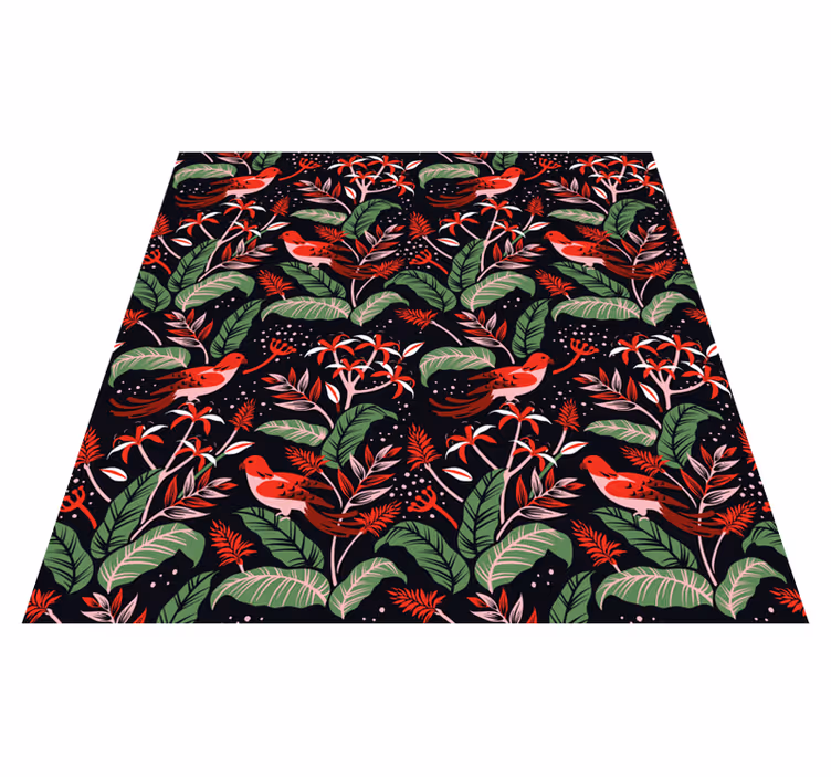 Tropical floral design flower vinyl rug - TenStickers