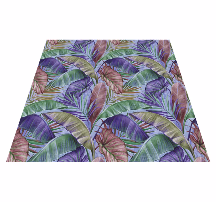 Flower vinyl rug tropical leaf design - TenStickers