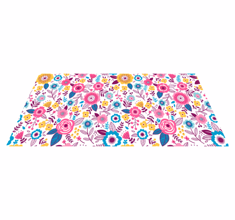 Flower vinyl rug in kallax pink flowers - TenStickers