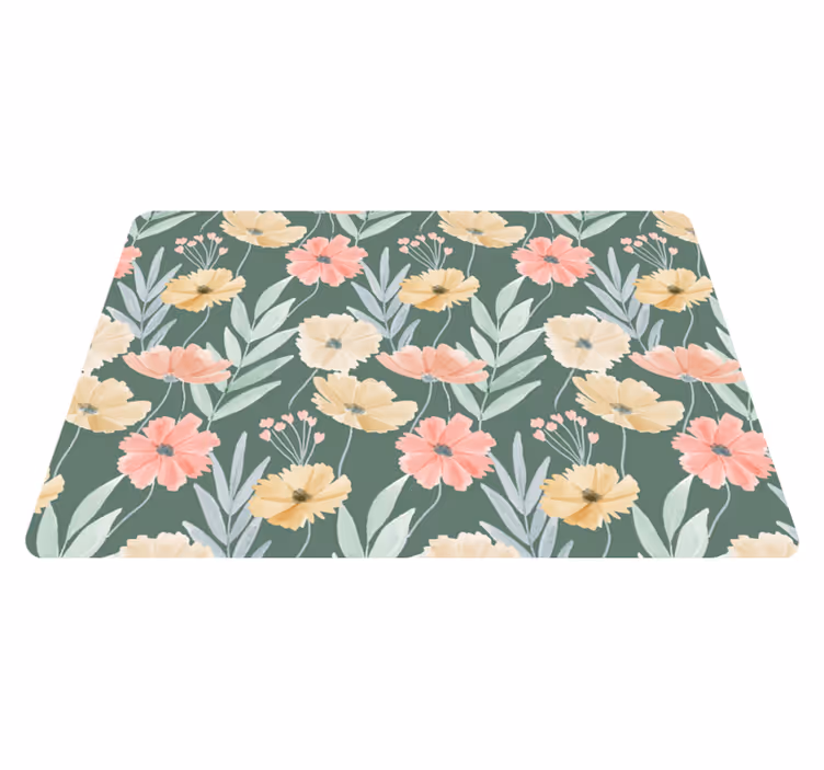 Flower vinyl rug with original watercolor floral design - TenStickers