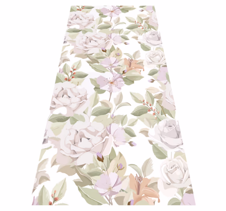 Flower vinyl rug with elegant floral design - TenStickers