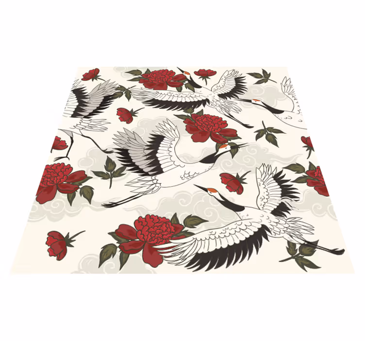 Calming earth tones flower vinyl rug - TenStickers