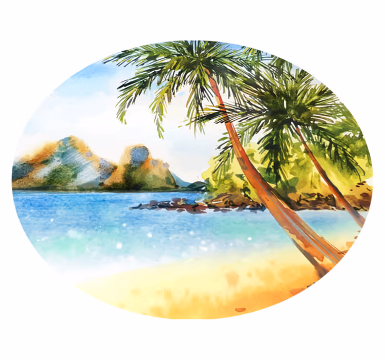 Flower vinyl rug watercolor palms design - TenStickers