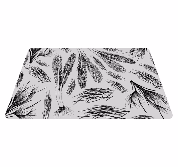 Flower vinyl rug in dried grey pattern - TenStickers