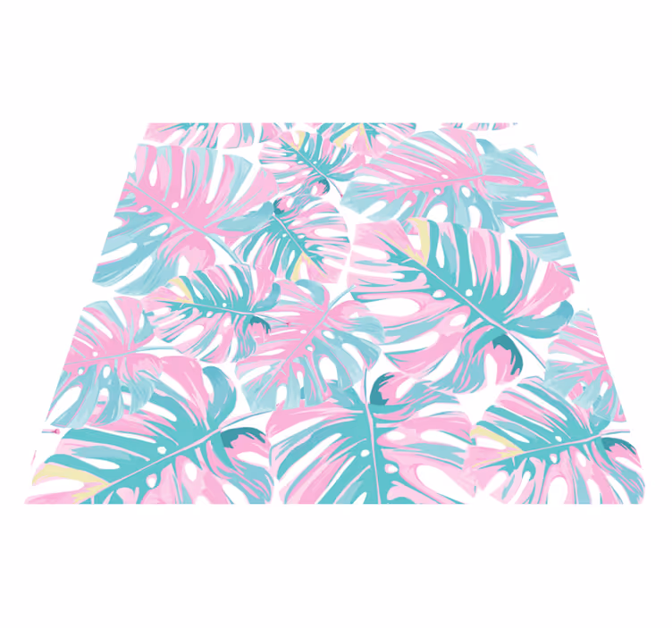 Flower vinyl rug with delightful monstera design - TenStickers