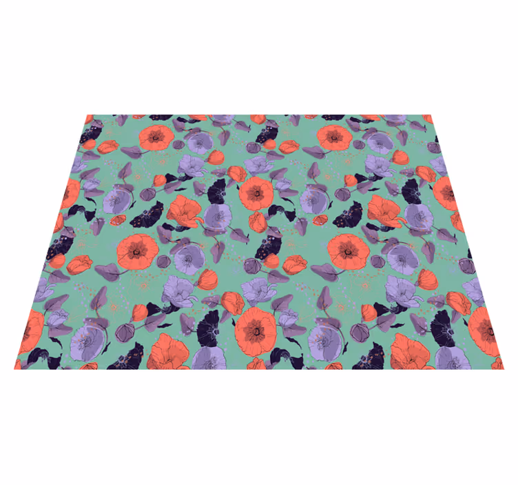 Flower vinyl rug elegant poppies - TenStickers
