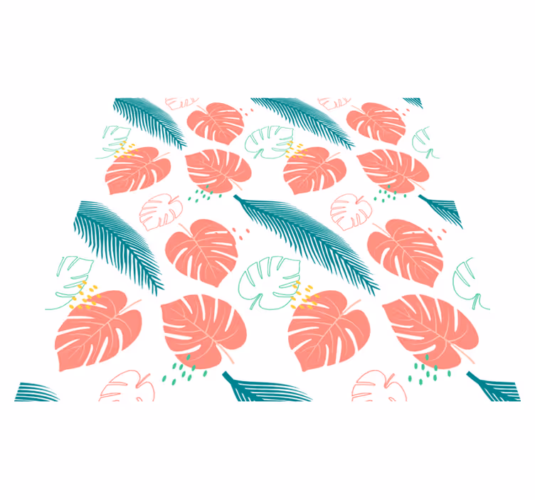Pink tropical leaves patterned flower vinyl rug - TenStickers