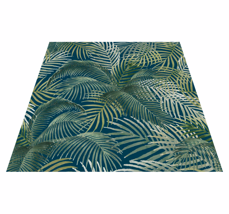 Flower vinyl rug tropical leaf design - TenStickers